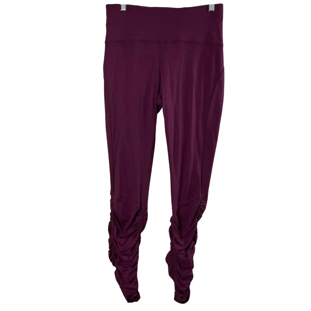 Lululemon Ready To Rulu Ruched Leg Tight Leggings Dark Adobe Burgundy Size‎ 8